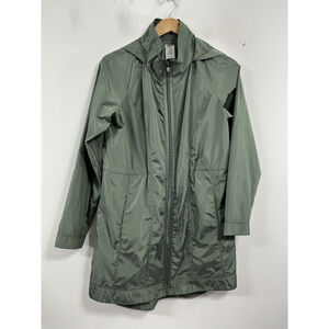 Womans Excellent Condition Athletic Works Hooded Windbreaker M 8-10 Green Zip
